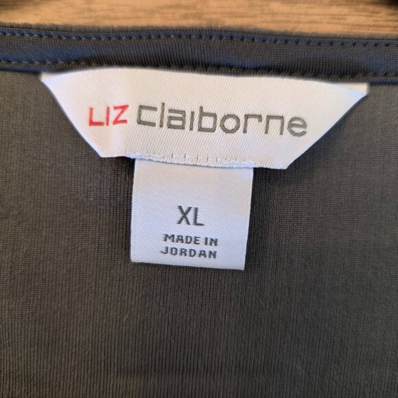 🔴 Liz Claiborne Women's Ribbed Henley Top Key Hole Front Grey X-Large - Picture 9 of 15